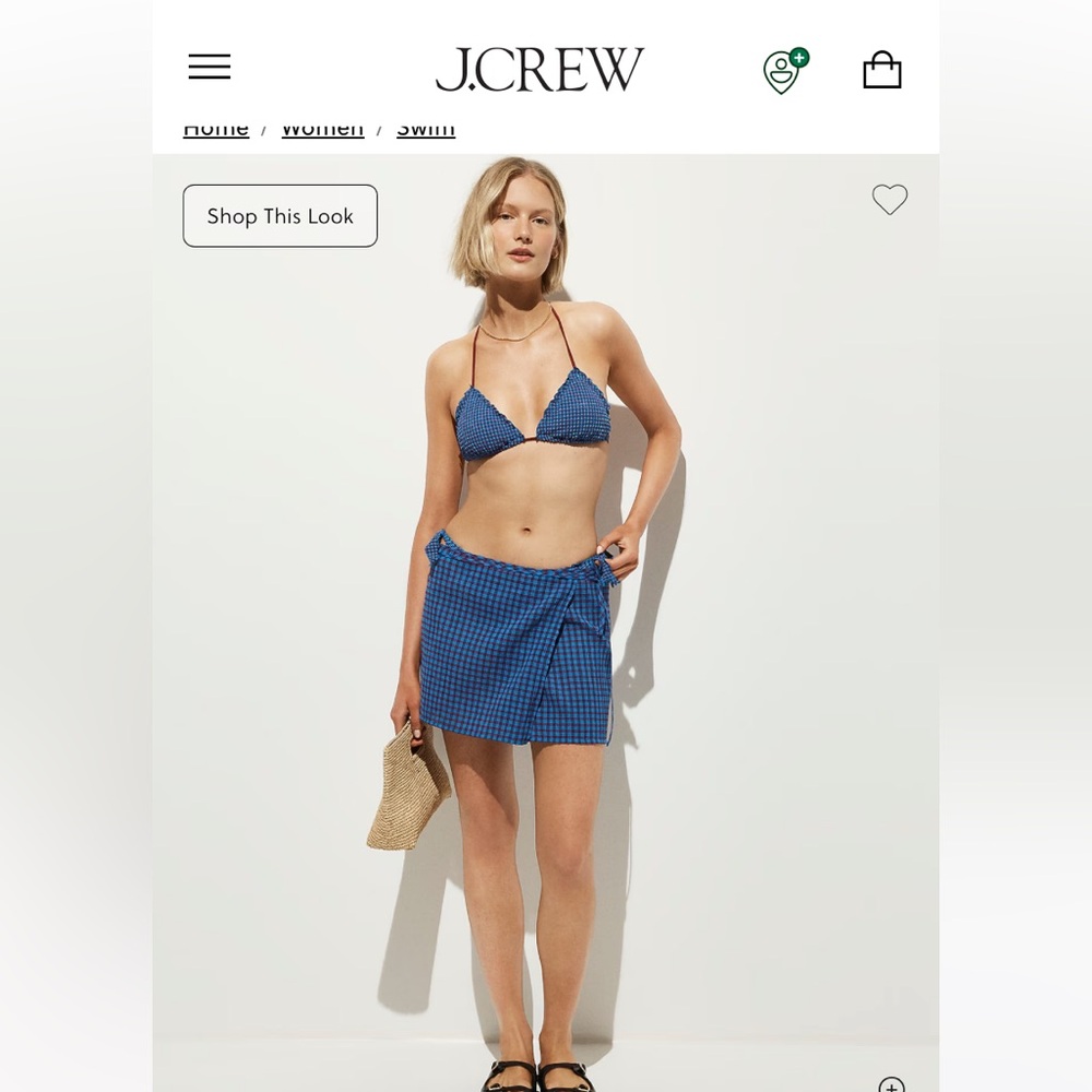 J. Crew Blue Gingham Wrap Skirt | XXL